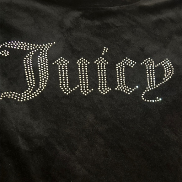 Juicy Couture Rhinestone Black Velour Velvet Soft Longsleeve Top - Picture 2 of 3